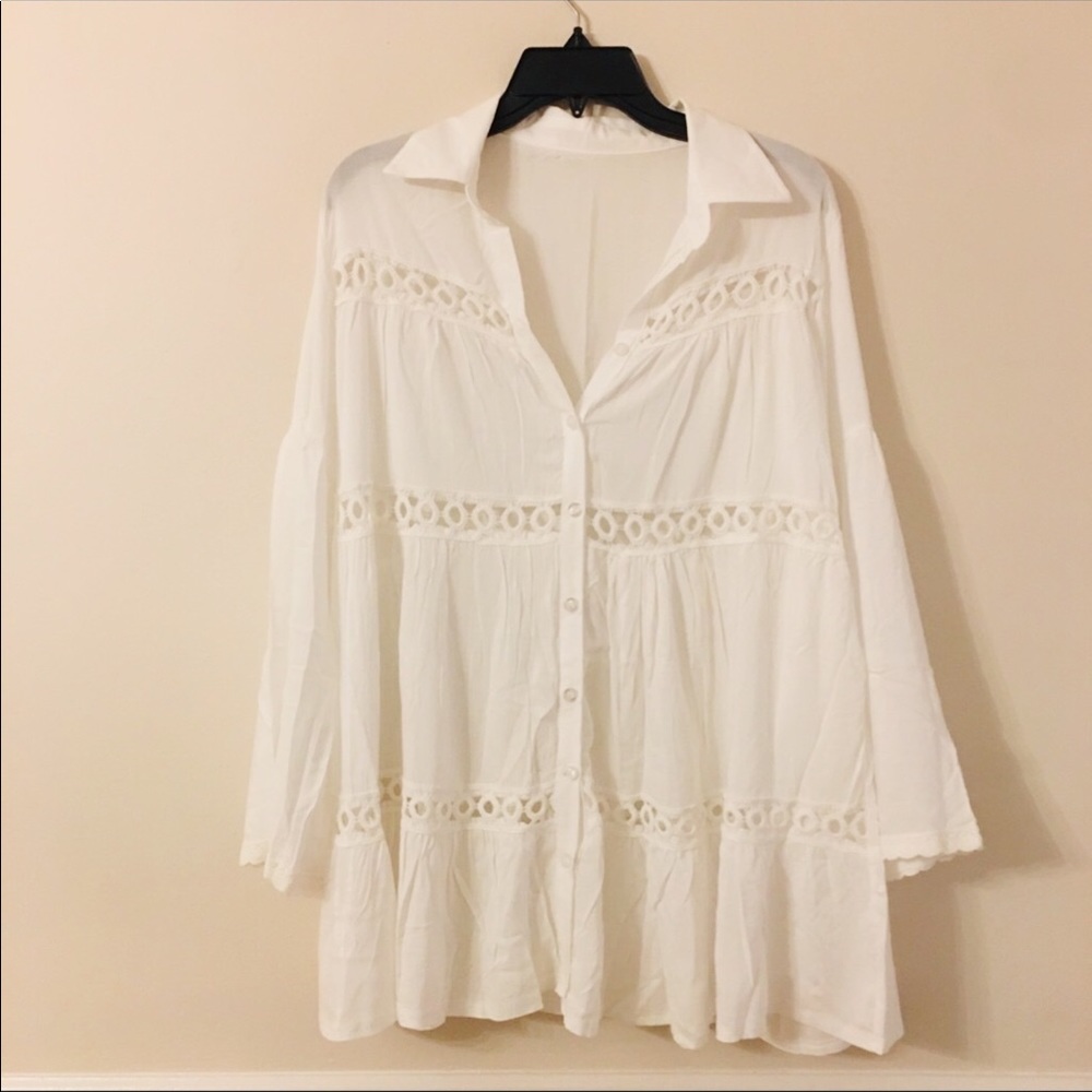 RESTOCKED! White Eyelet Beach Coverup - Picture 6 of 6